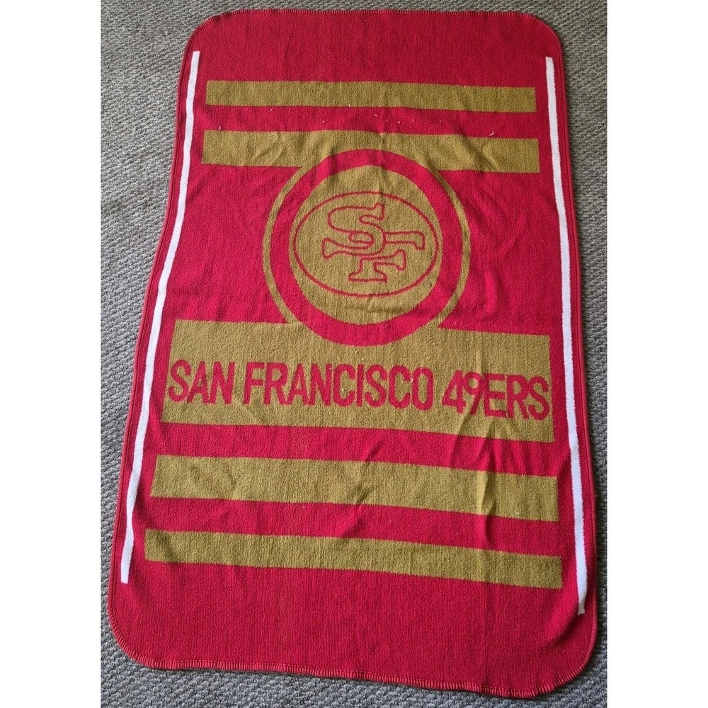 Vintage 80s San Francisco 49ers Throw Stadium Blanket San Marcos Style 78"x48"